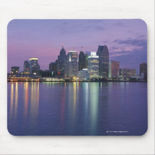 Tapis De Souris États-Unis, Michigan, skyline de Detroit, nuit