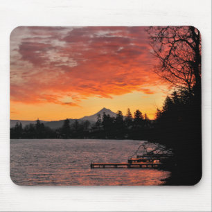 Tapis De Souris États-Unis, Oregon. Blue Lake et mont Hood au leve