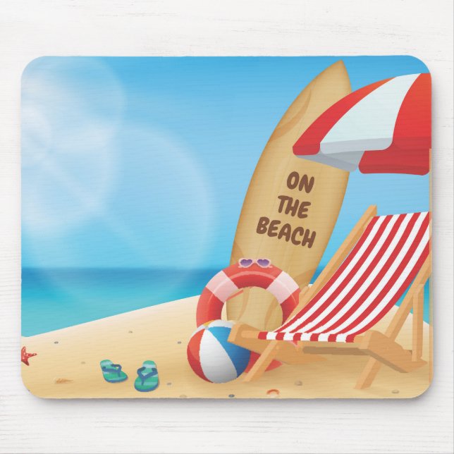 Tapis De Souris Été cool sur la plage avec planches de Surf (Devant)