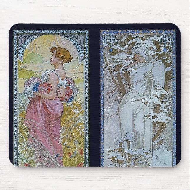 Tapis De Souris "Été et hiver " d'Alphonse Mucha (Devant)