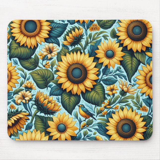 Tapis De Souris Été/tournesol/oiseau (Devant)