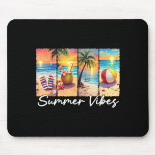 Tapis De Souris Été Tropical Rétro Coucher de Soleil Plage Palmier
