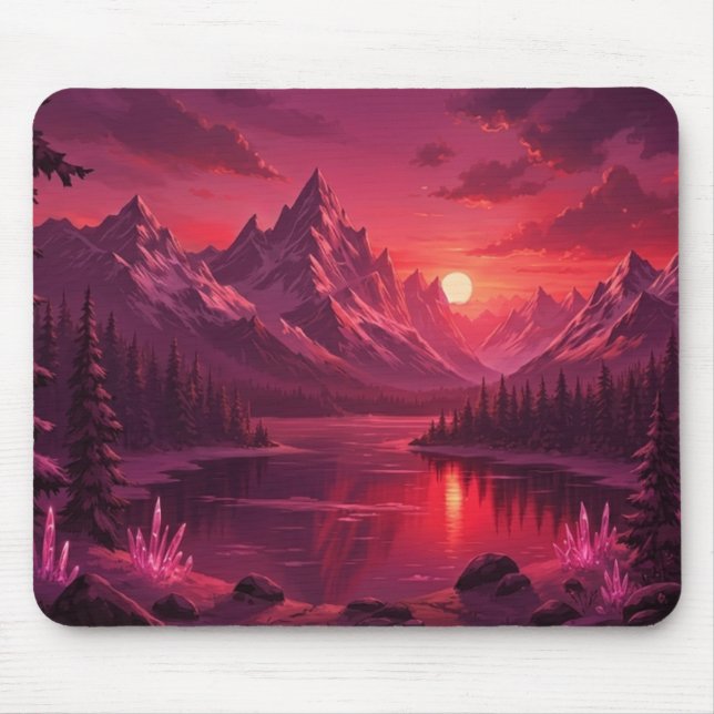 Tapis De Souris Ethereal Mountain Sunset Mouse Pad - Pink Crystal  (Devant)