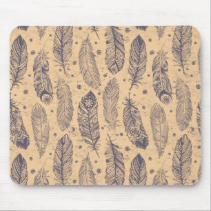 Tapis De Souris Ethnic Feather Outline Motif