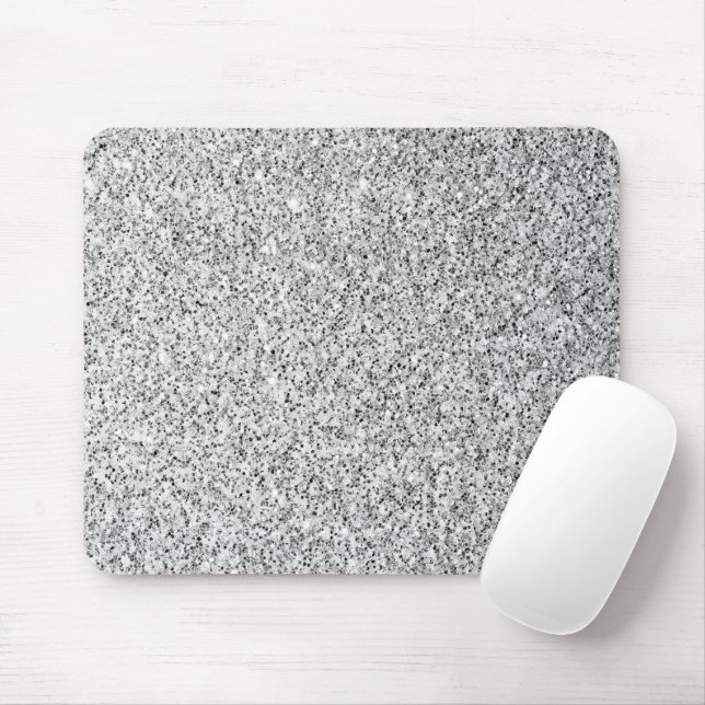 Tapis De Souris Étincelle de parties scintillant gris argenté (Avec souris)