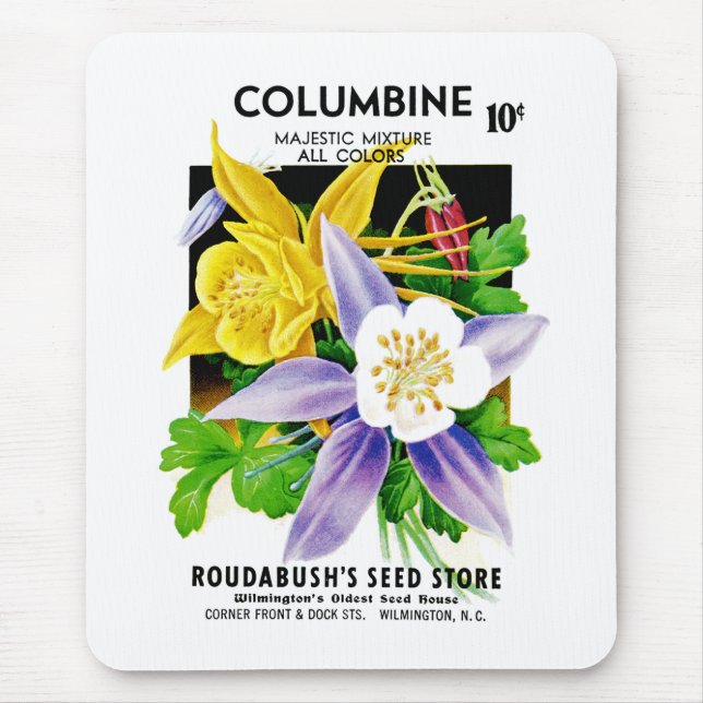 Tapis De Souris Étiquette Columbine Seed Packet (Devant)