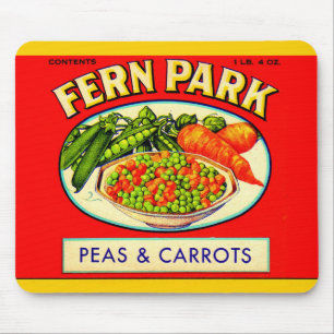 Tapis De Souris étiquette de pois et de carottes de Fern Park dans