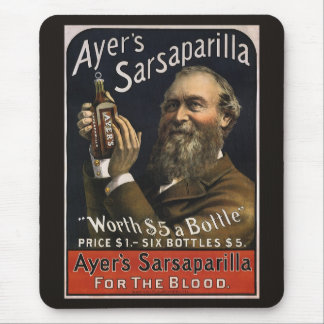 Tapis De Souris Étiquette de produit vintage, boisson Sarsaparilla