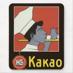 Tapis De Souris Étiquette de produit vintage, russe chocolat chaud