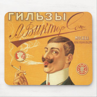 Tapis De Souris Étiquette de produit vintage, tabac à cigarette ru