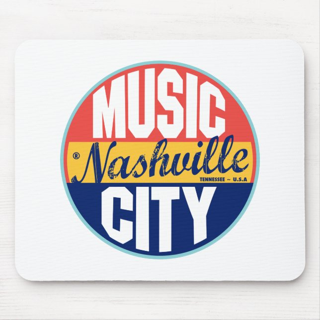 Tapis De Souris Étiquette vintage de Nashville (Devant)