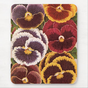 Tapis De Souris Étiquettes de paquets de graines vintage, fleurs d