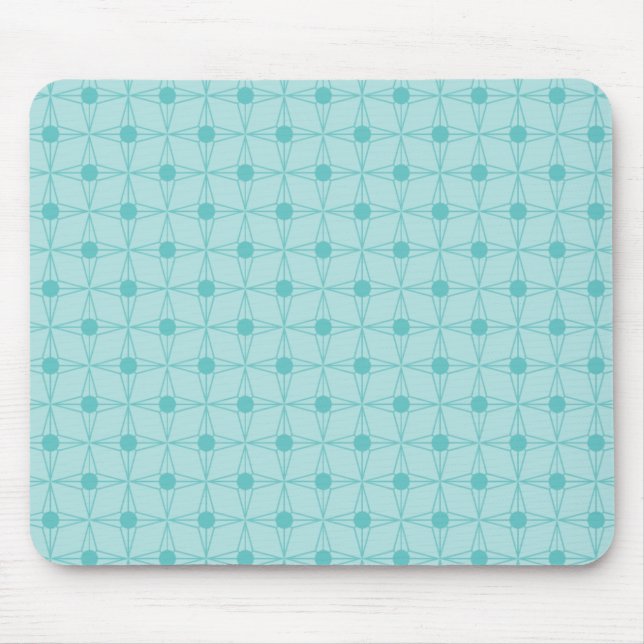 Tapis De Souris Etoile à pointes rétro Mousepad, Turquoise (Devant)