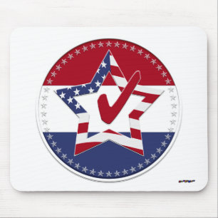 Tapis De Souris Étoile avec drapeau américain, coche rouge et 50 é