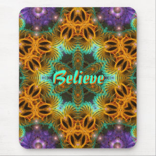 Tapis De Souris Etoile d'Art Fraxtal : Orange Aqua Purple Mousepad