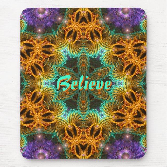 Tapis De Souris Etoile d'Art Fraxtal : Orange Aqua Purple Mousepad (Devant)