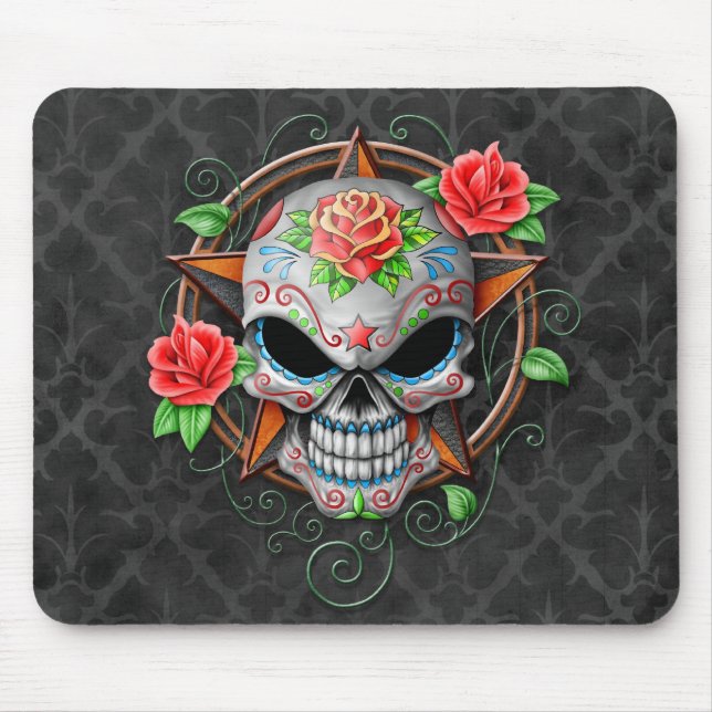 Tapis De Souris Étoile de crâne de sucre, grise (Devant)