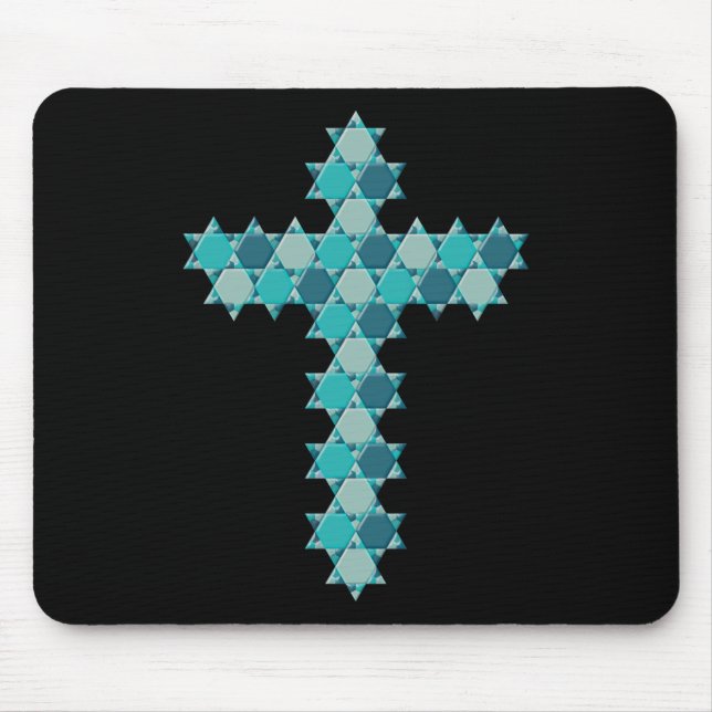 Tapis De Souris Étoile de David Star Cross Blue Illusion optique (Devant)