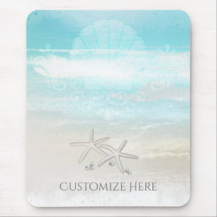 Tapis De Souris Étoile de mer blanche de plage élégante chic d'été
