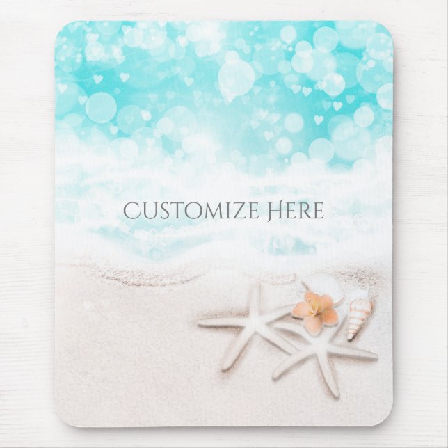 Tapis De Souris Étoile de mer de plage de sable blanc Océan bleu t (Devant)
