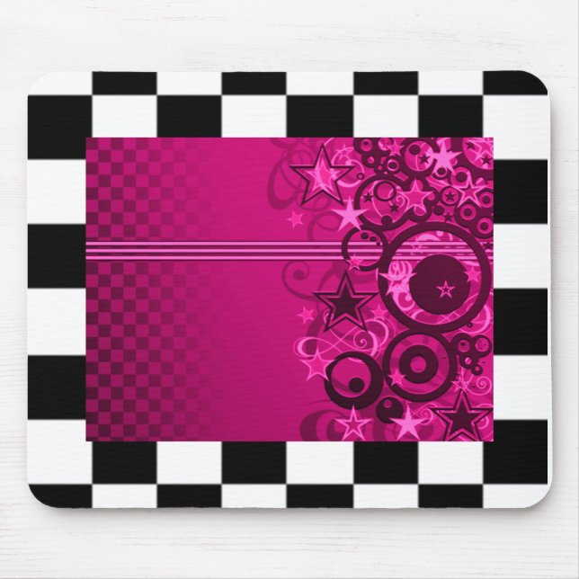 Tapis De Souris Étoile graphique Checkered Mousepad (Devant)