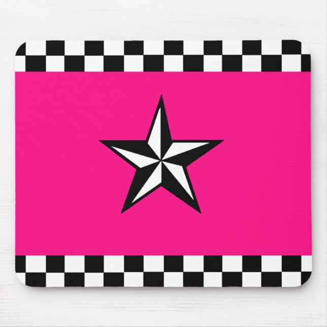 Tapis De Souris Étoile nautique Checkered Mousepad (Devant)