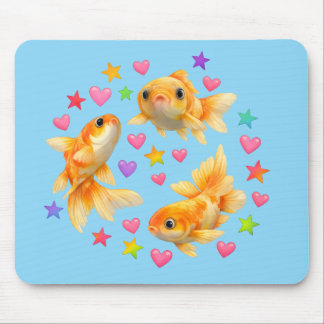Tapis De Souris étoiles arc-en-ciel kawaii mignon poisson rouge an