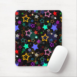 Tapis De Souris Étoiles Colorées Noires