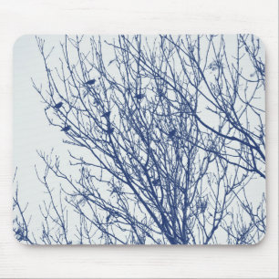 Tapis De Souris Étoiles dans un arbre - Effet Cyanotype