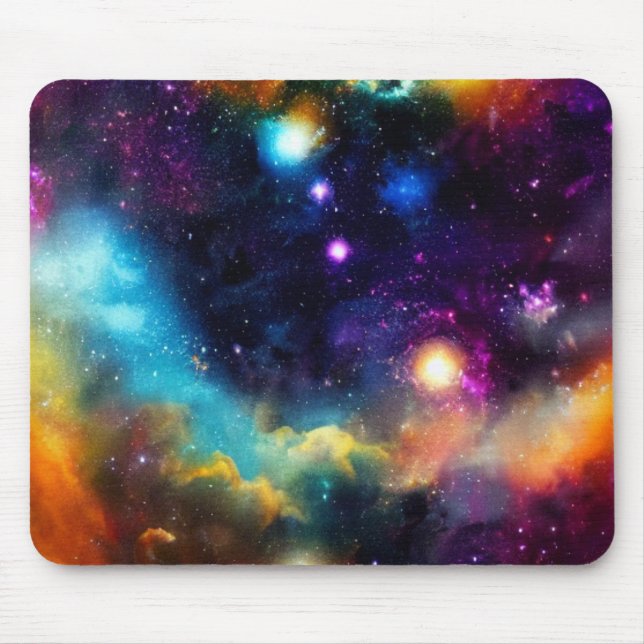 Tapis De Souris Étoiles dans une Nebula Mousepad couleur arc-en-ci (Devant)