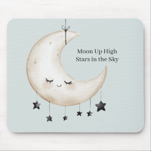 Tapis De Souris Étoiles de ciel bleu Lune heureuse Cils