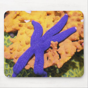 Tapis De Souris Étoiles de mer bleues sur un Mousepad