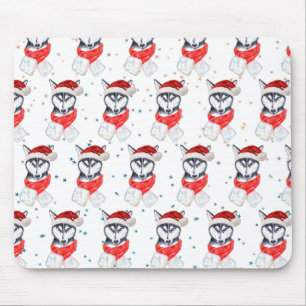Tapis De Souris Étoiles de Noël de la race de chien Husky sibérien