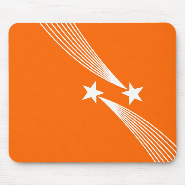 Tapis De Souris Étoiles de tir - Blanc sur Orange FF6600 (Devant)