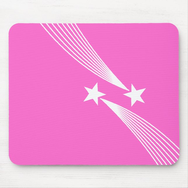 Tapis De Souris Étoiles de tir - Blanc sur rose FF66CC (Devant)