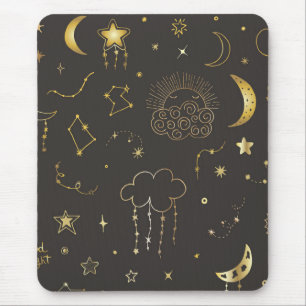 Tapis De Souris Étoiles Dorées Célestes, Lune & Constellations
