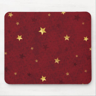 Tapis De Souris Étoiles dorées rouge profond