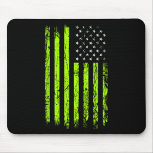 Tapis De Souris Étoiles Et Bandes Vertes.Drapeau américain Usa Ver