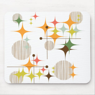 Tapis De Souris Étoiles et globes de style Mid Century Modern