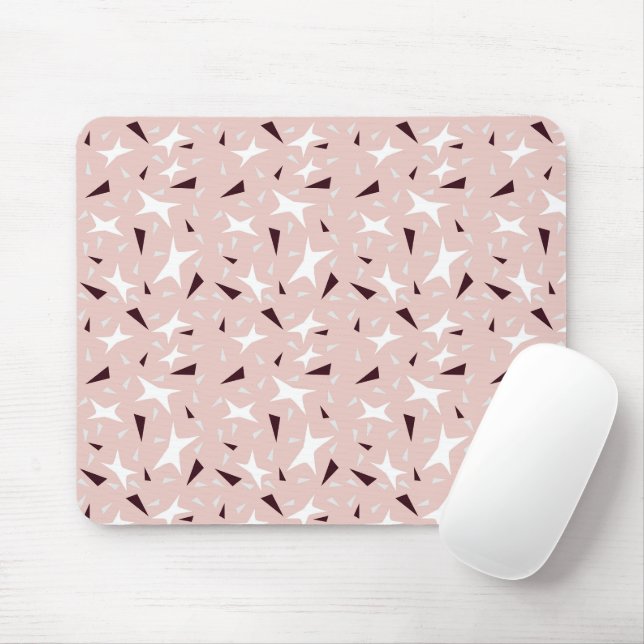 Tapis De Souris Étoiles et Triangles Géométriques Subtils – Rose (Avec souris)