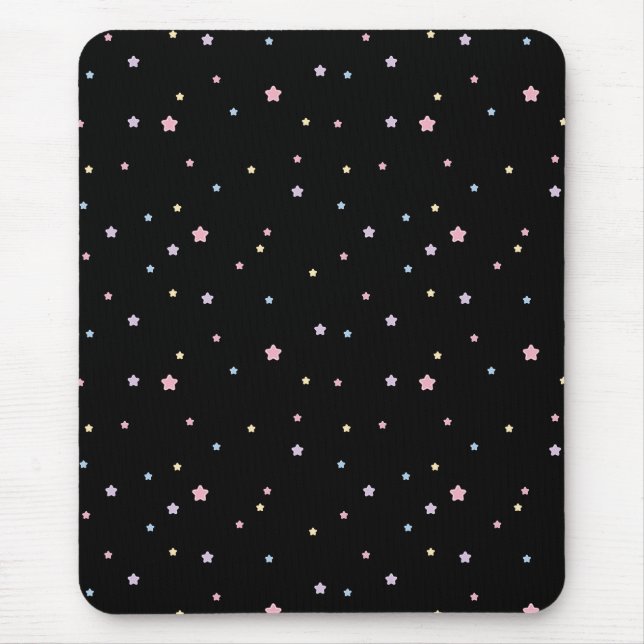 Tapis De Souris Etoiles Motif noir et couleurs pastel (Devant)