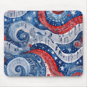 Tapis De Souris Étoiles Musicales Tourbillonnantes du 4 Juillet