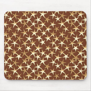 Tapis De Souris étoiles or sur chocolat brun
