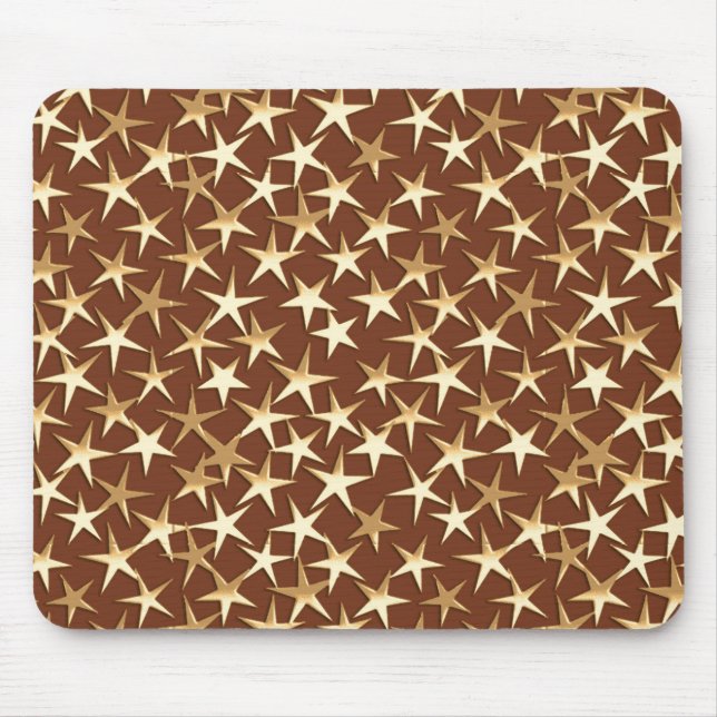 Tapis De Souris étoiles or sur chocolat brun (Devant)