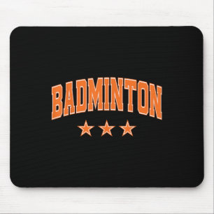 Tapis De Souris Étoiles Orange Badminton Clic Rétro Texte Varsity