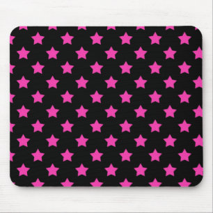 Tapis De Souris Étoiles rose chaud sur fond noir