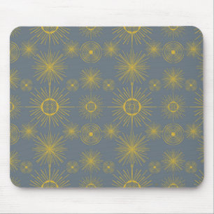 Tapis De Souris Étoiles Soleil Céleste bleu foncé
