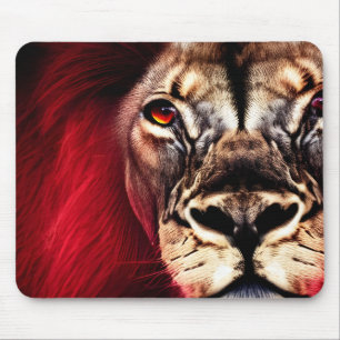 Tapis De Souris Étonnant Lion mâle sauvage de fleur
