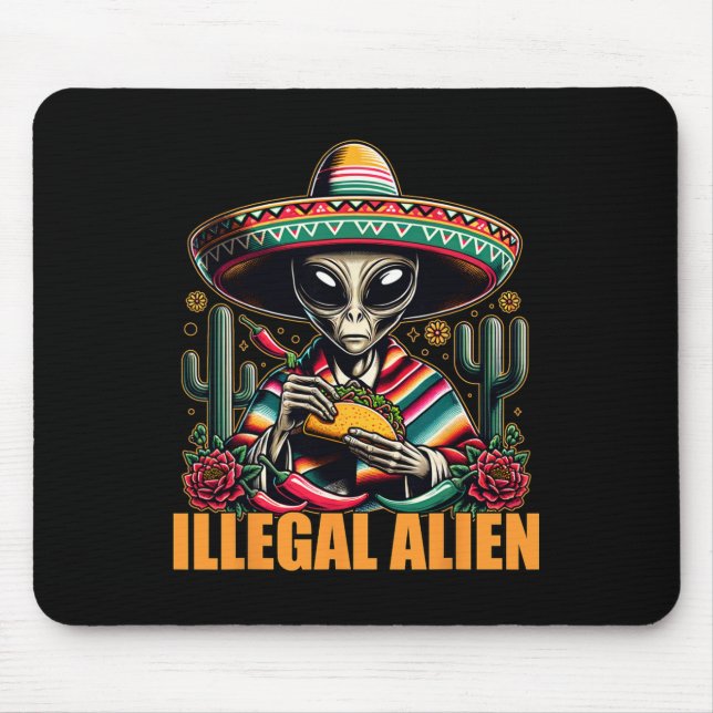 Tapis De Souris Étranger illégal drôle Cinco De Mayo Western Ufo D (Devant)