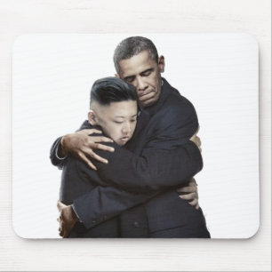 Tapis De Souris Étreindre d'Obama et de Jong-ONU de Kim
